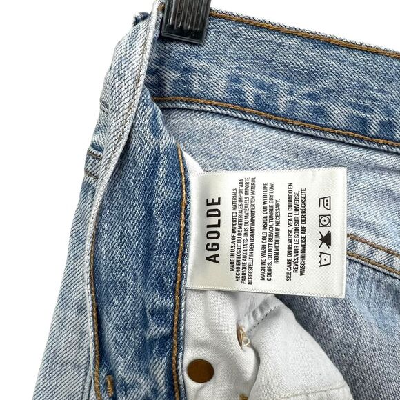 AGOLDE Womens Jeans Jamie High Rise‎ Distressed Light Wash Blue Button Fly Sz 26 - Picture 7 of 7